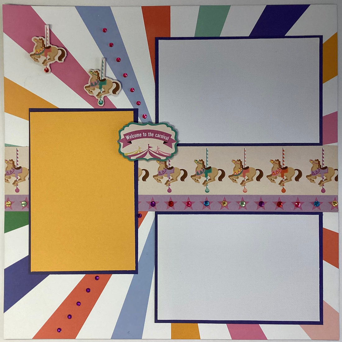 Premade WELCOME TO THE CARNIVAL 12&quot;X12&quot; Scrapbook Page