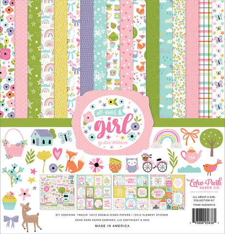 Echo Park ALL ABOUT A GIRL 12"X12" Scrapbook Collection Kit