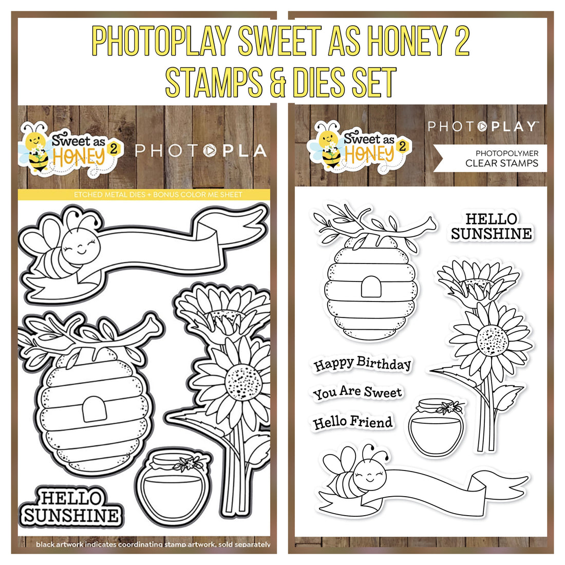 Photoplay SWEET AS HONEY 2 Stamps & Dies Set
