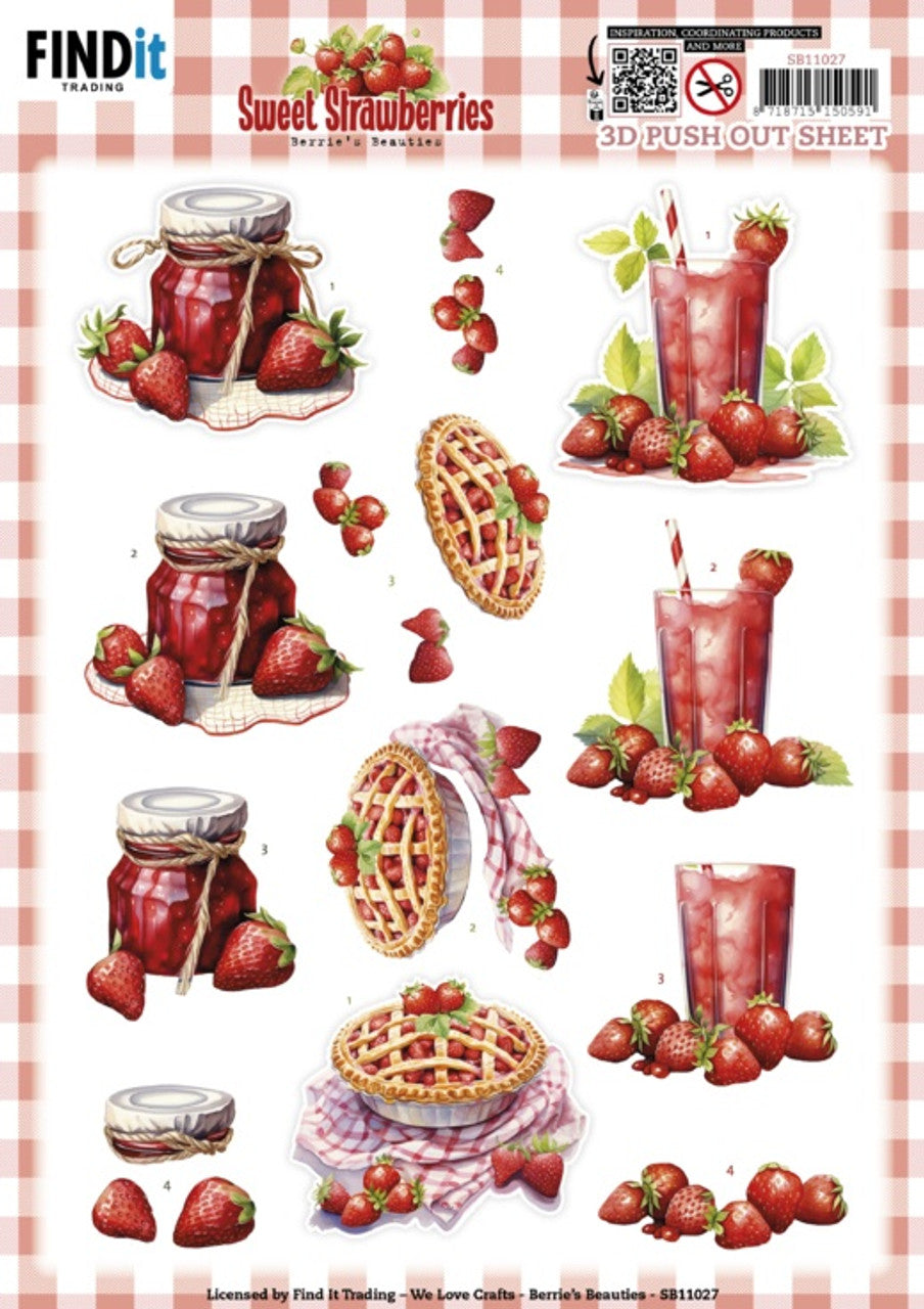 Berrie’s Beauties SWEET STRAWBERRIES 3D Push Out Diecuts