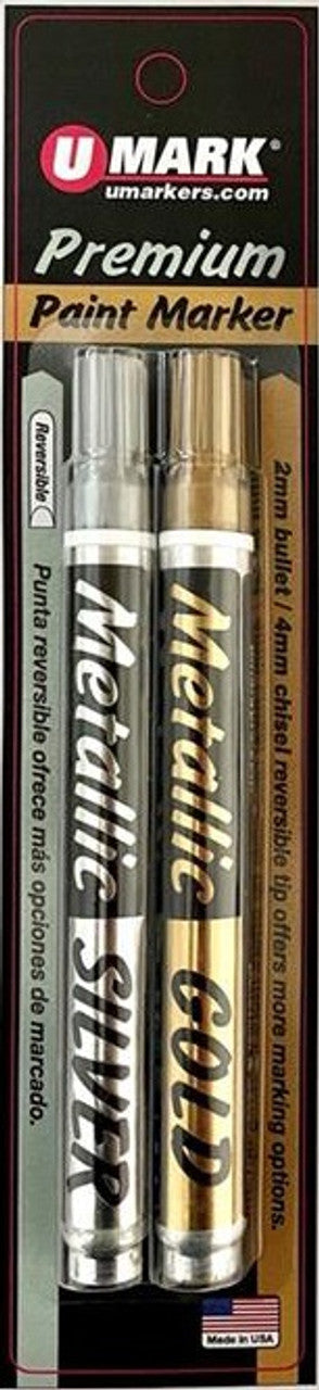 U Mark Metallic SILVER GOLD Paint Markers