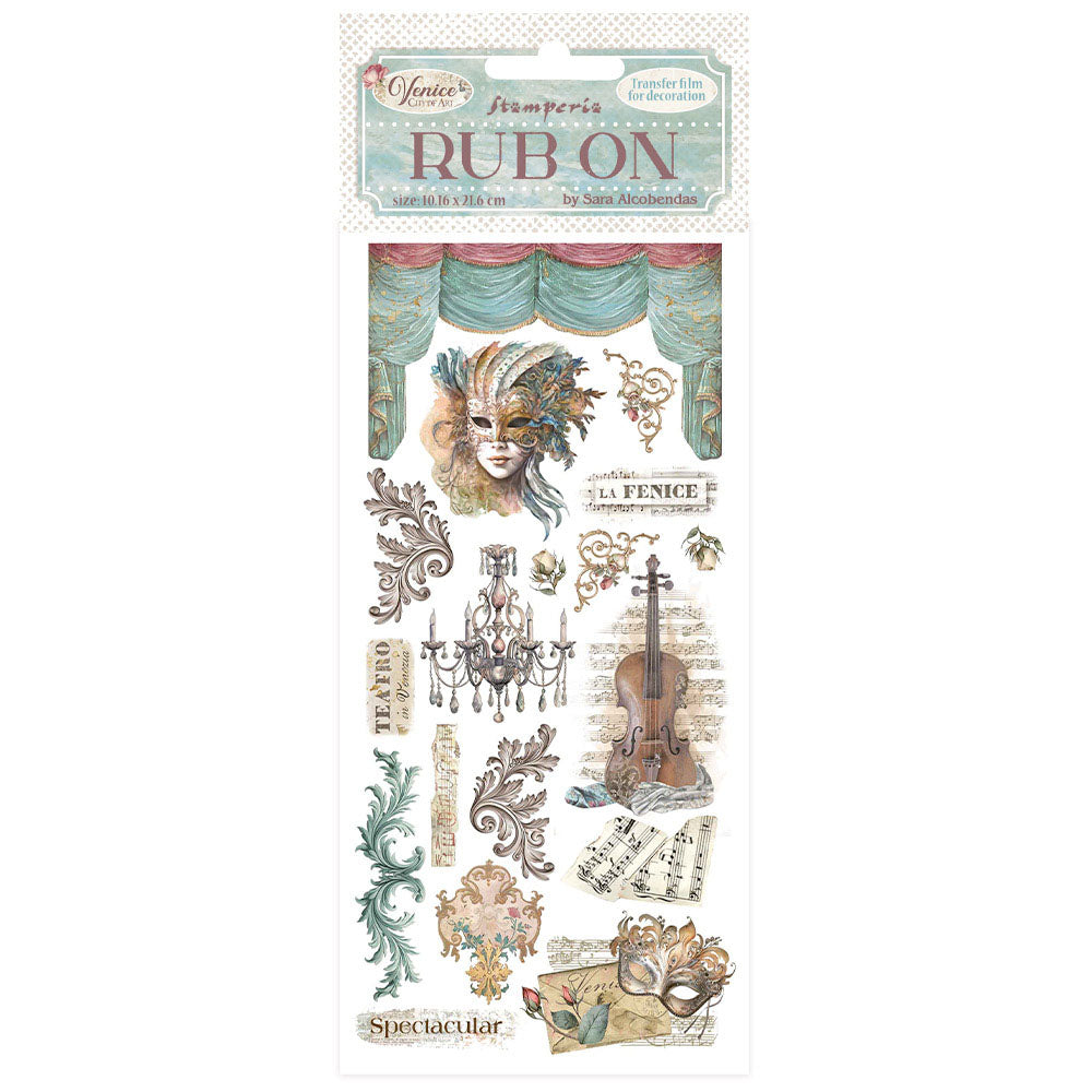 Stamperia Venice City Of Art MASKS RUB ON Rubon Sheet