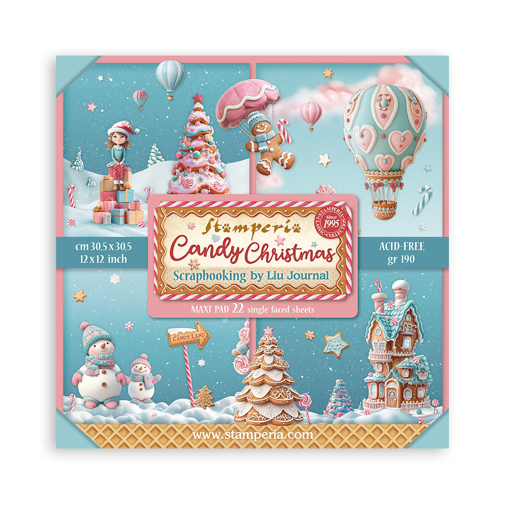 Stamperia Candy Christmas MAXI PAD 12&quot;X12&quot; Scrapbook Paper Pack