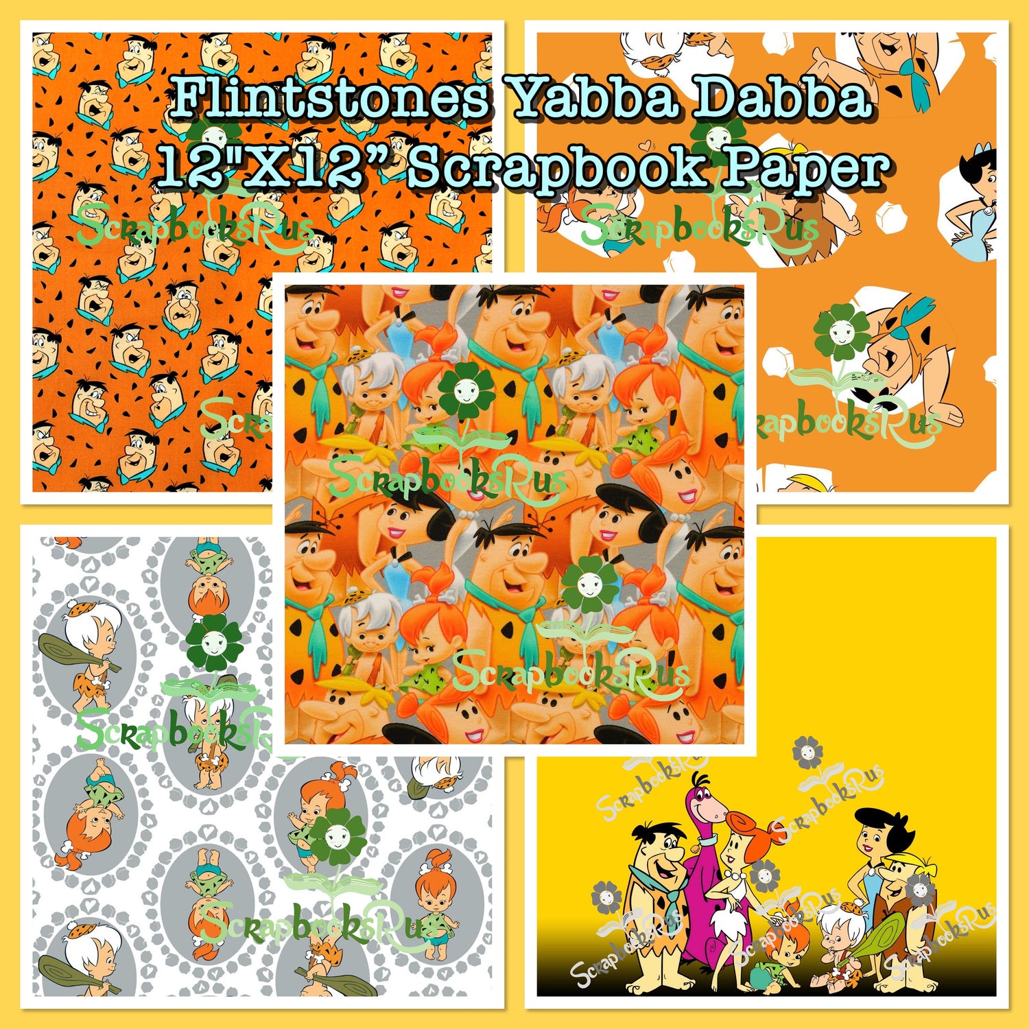Flintstones Yabba Dabba 12&quot;X12” Scrapbook Paper Pack