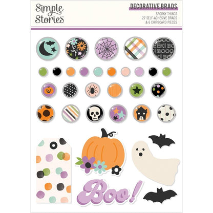 Simple Stories SPOOKY THINGS DECORATIVE BRADS Stickers