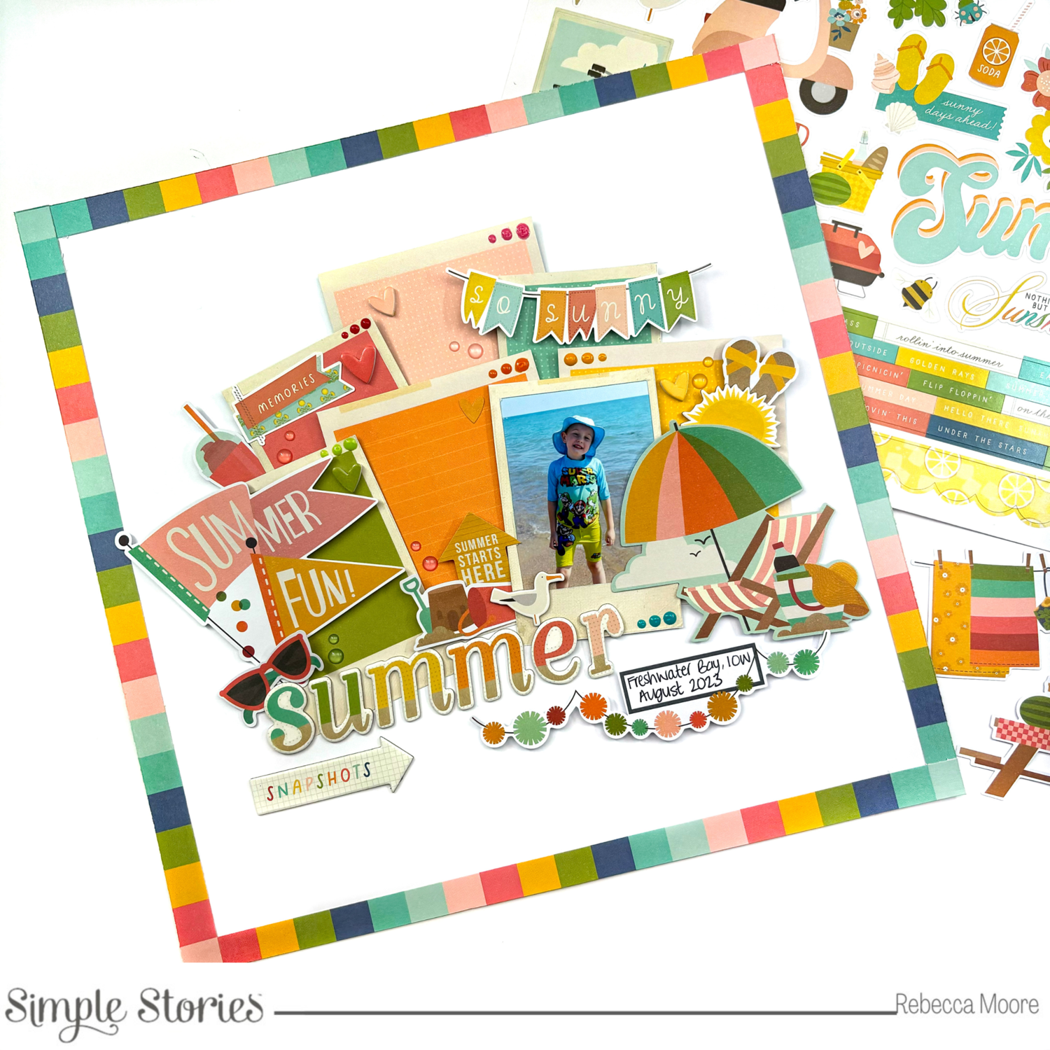 Simple Stories SUMMER SNAPSHOTS Chipboard Stickers 28pc