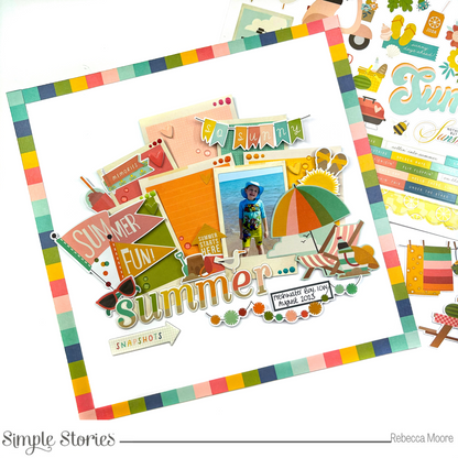 Simple Stories SUMMER SNAPSHOTS Chipboard Stickers 28pc