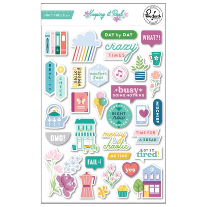 Pinkfresh Studio Keeping it Real PUFFY STICKERS 33pc