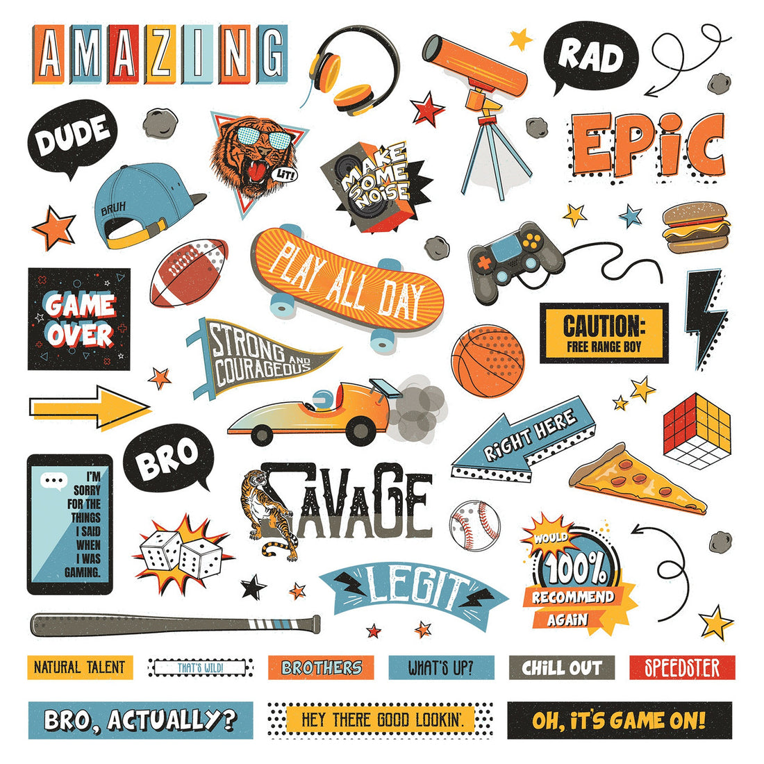 Photoplay BRO’S AMAZING 12X12 Element Stickers