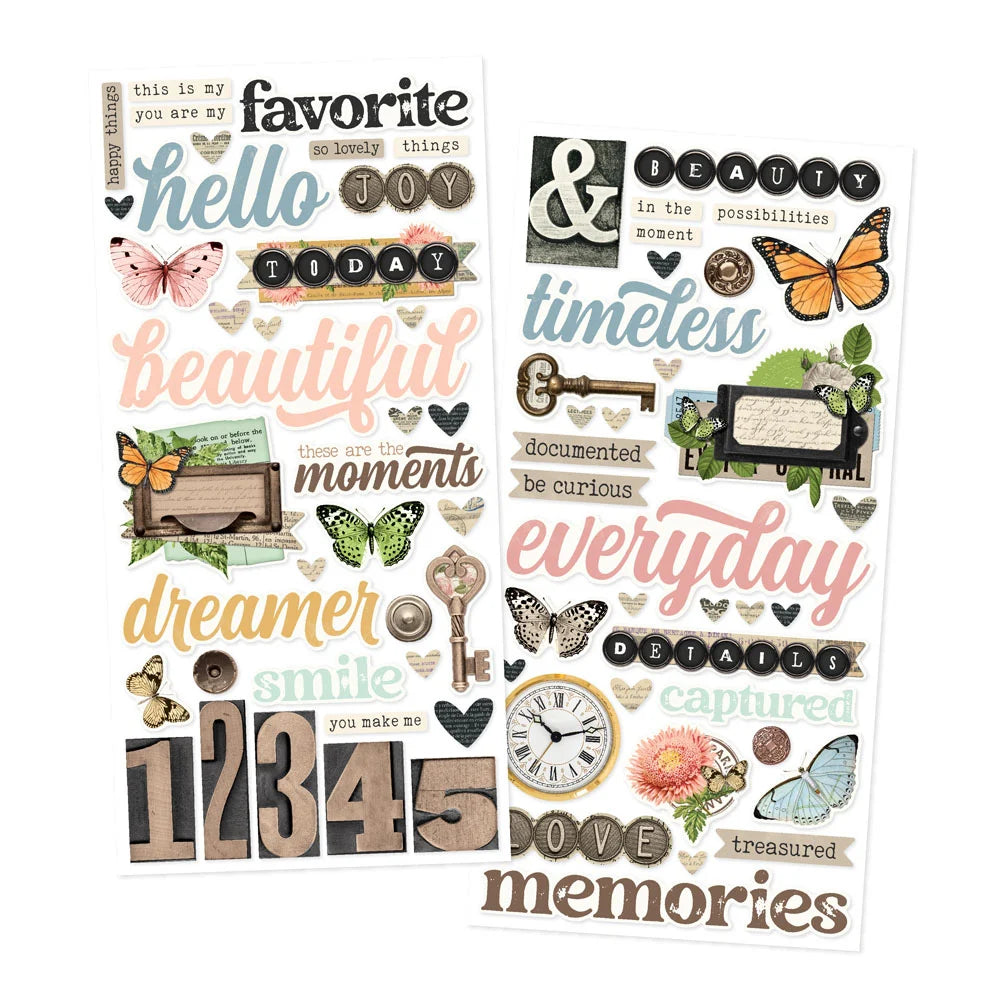 Simple Stories SIMPLE VINTAGE JUNK DRAWER Foam Stickers 72pc