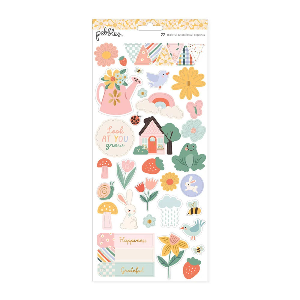 Pebbles SUNNY BLOOMS Cardstock Stickers 77pc