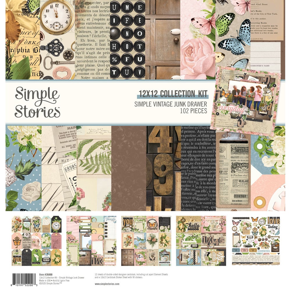 Simple Stories SIMPLE VINTAGE JUNK DRAWER 12"X12" Collection Kit