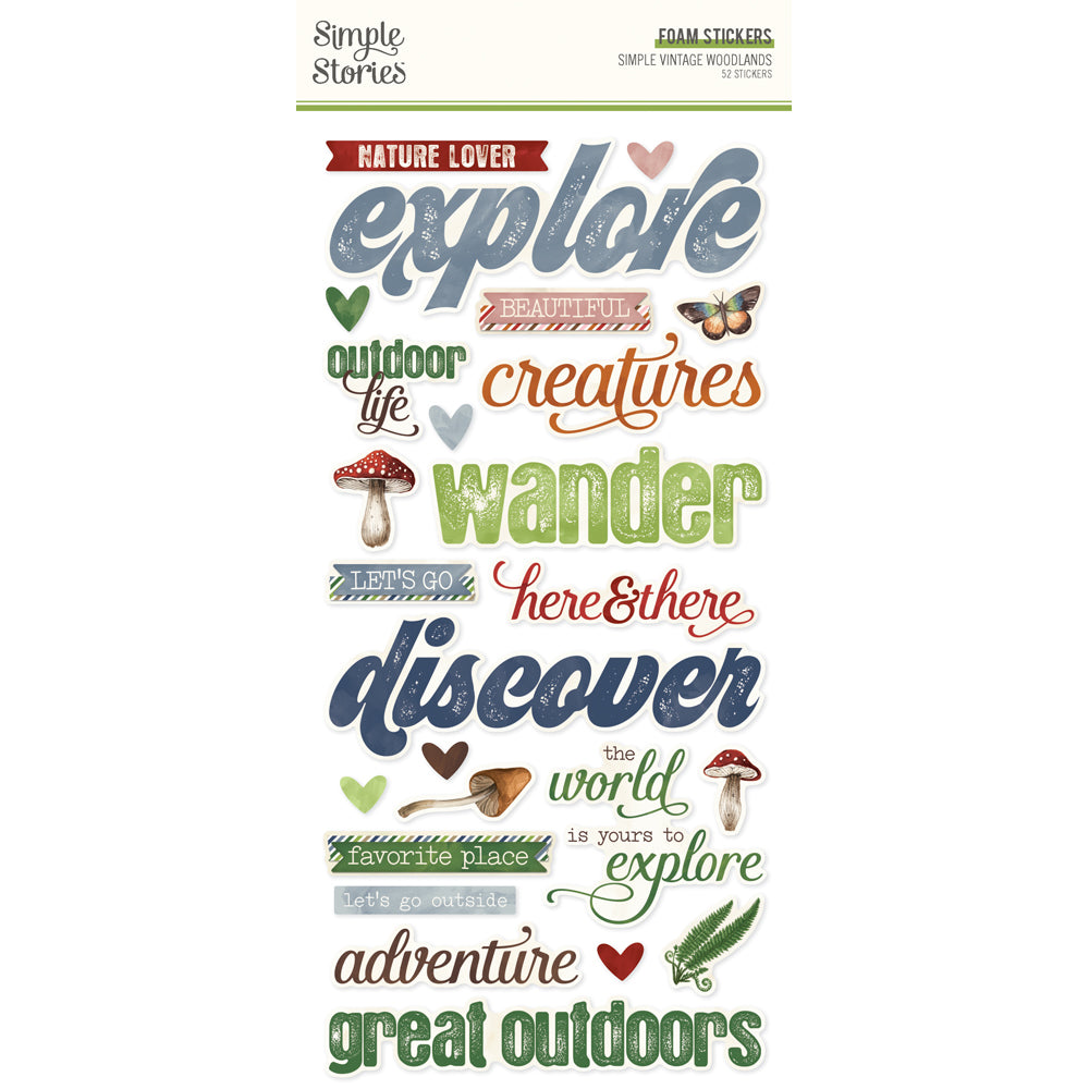 Simple Stories SIMPLE VINTAGE WOODLANDS Foam Stickers 52pc