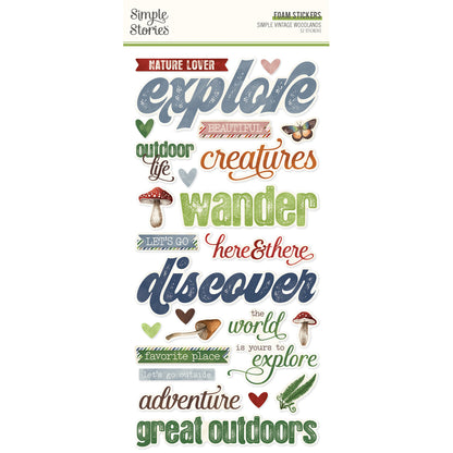 Simple Stories SIMPLE VINTAGE WOODLANDS Foam Stickers 52pc