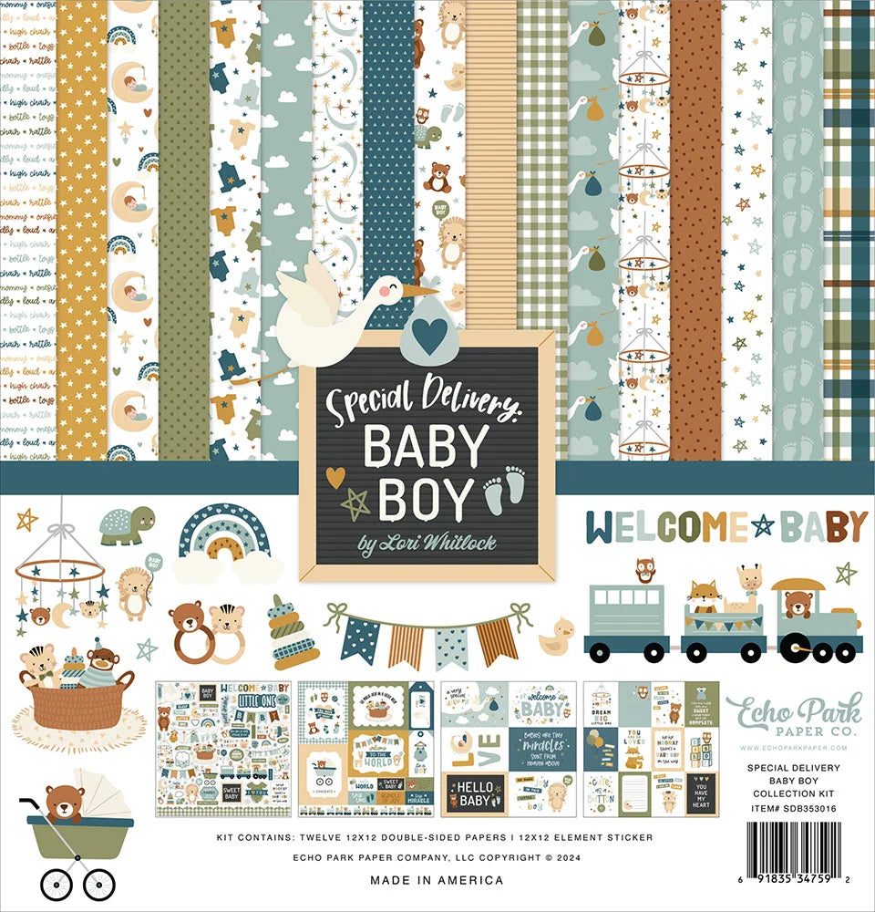 Echo Park SPECIAL DELIVERY BABY BOY 12&quot;X12&quot; Scrapbook Collection Kit