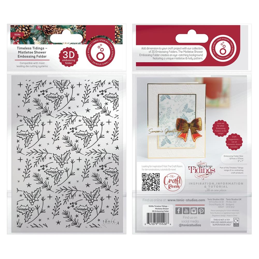 Tonic Studios Timeless Tidings MISTLETOE SHOWER 3D Embossing Folder