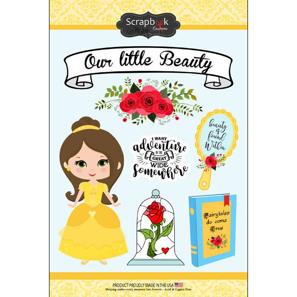 Scrapbook Customs YELLOW PRINCESS Sticker 7pc Scrapbooksrus 