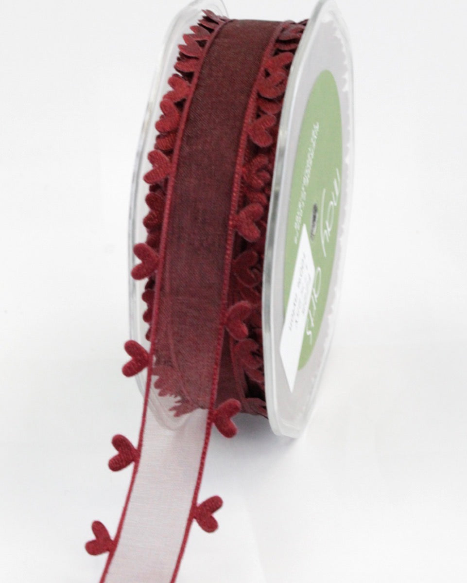 May Arts 1" SHEER HEART EDGE Ribbon Trim 1 yard yd