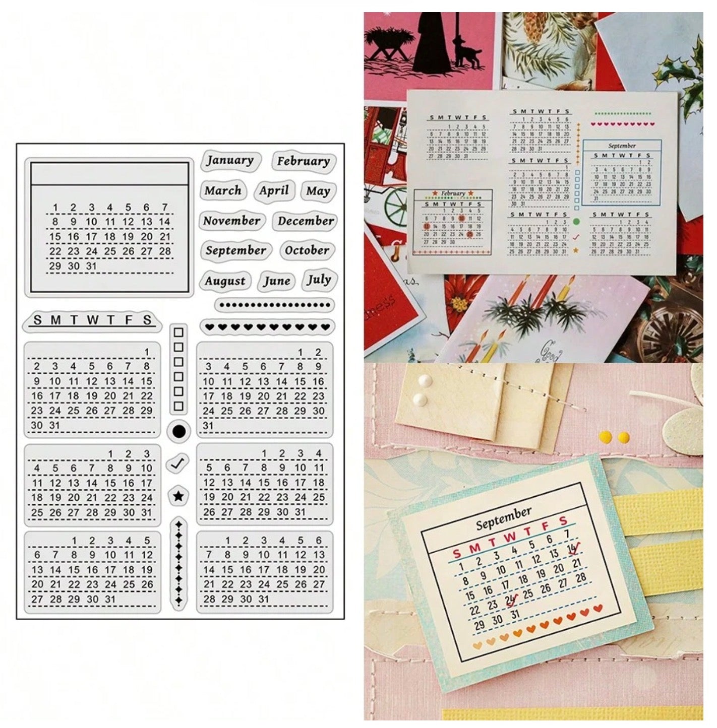 Small Stamps MINI CALENDAR Clear Stamps 27pc