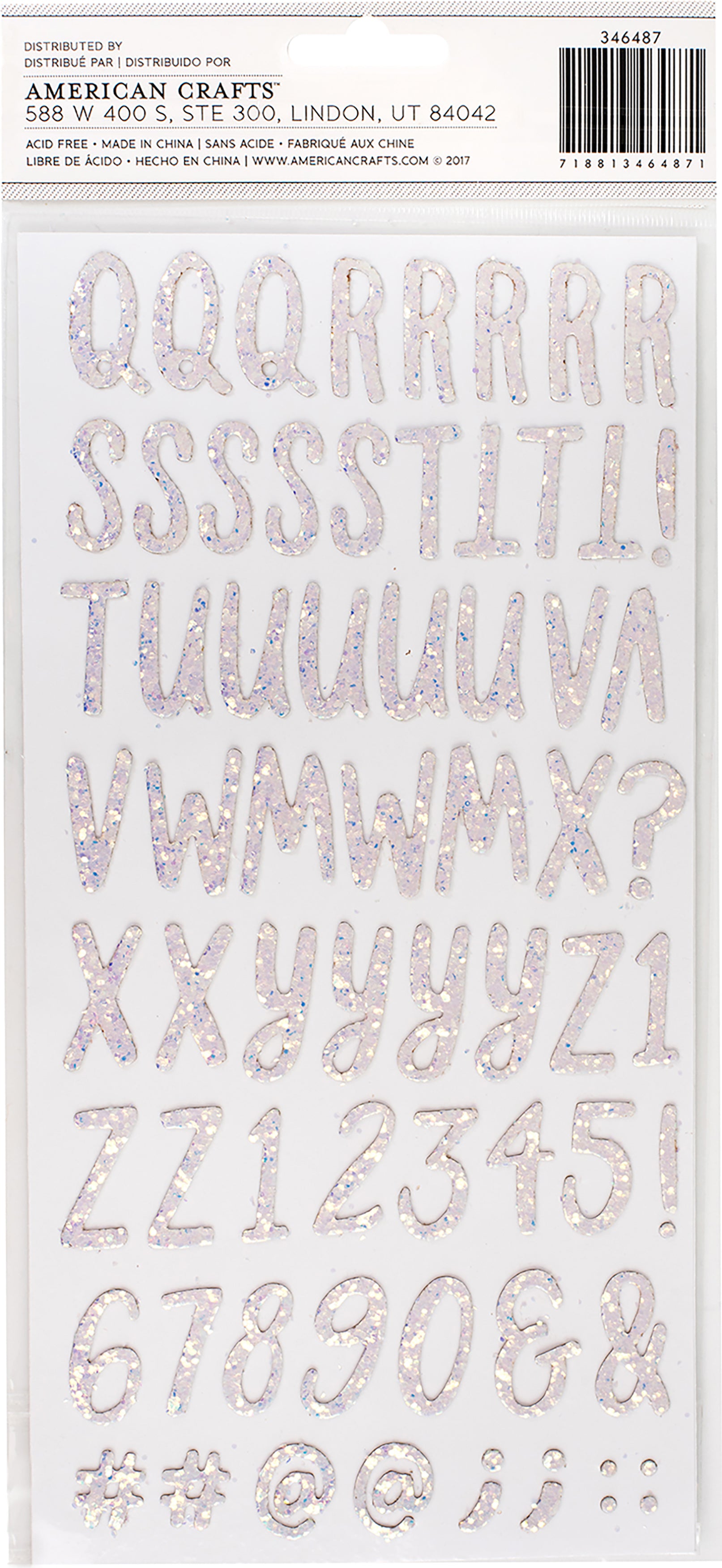 Thickers Dear Lizzy BONJOUR Glitter Chipboard Letter Stickers