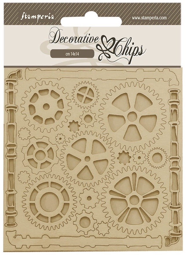 Stamperia Decorative Chips PIPE MECHANICALChipboard 23pc