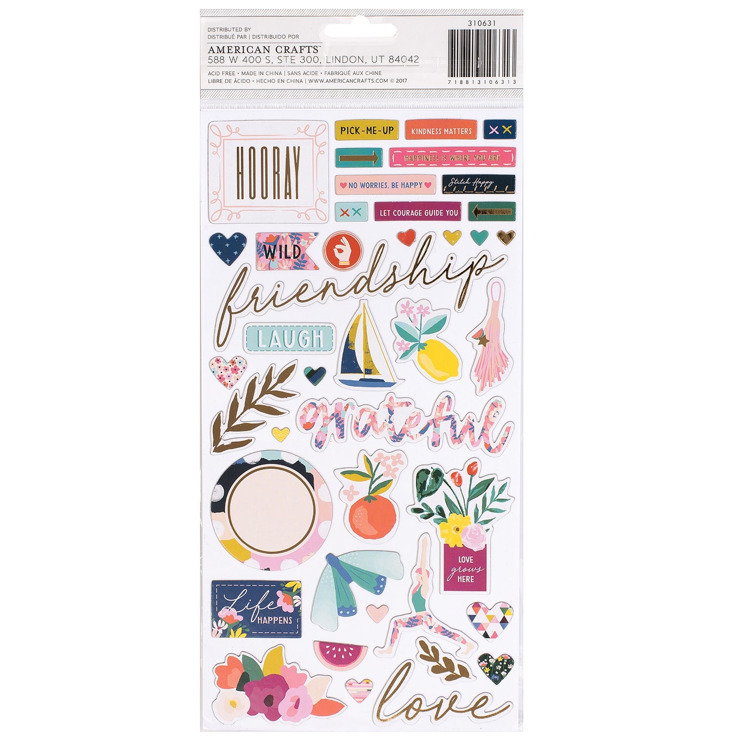 Thickers Pink Paislee Paige Evans PICK ME UP Chipboard Accent &amp; Phrase Stickers