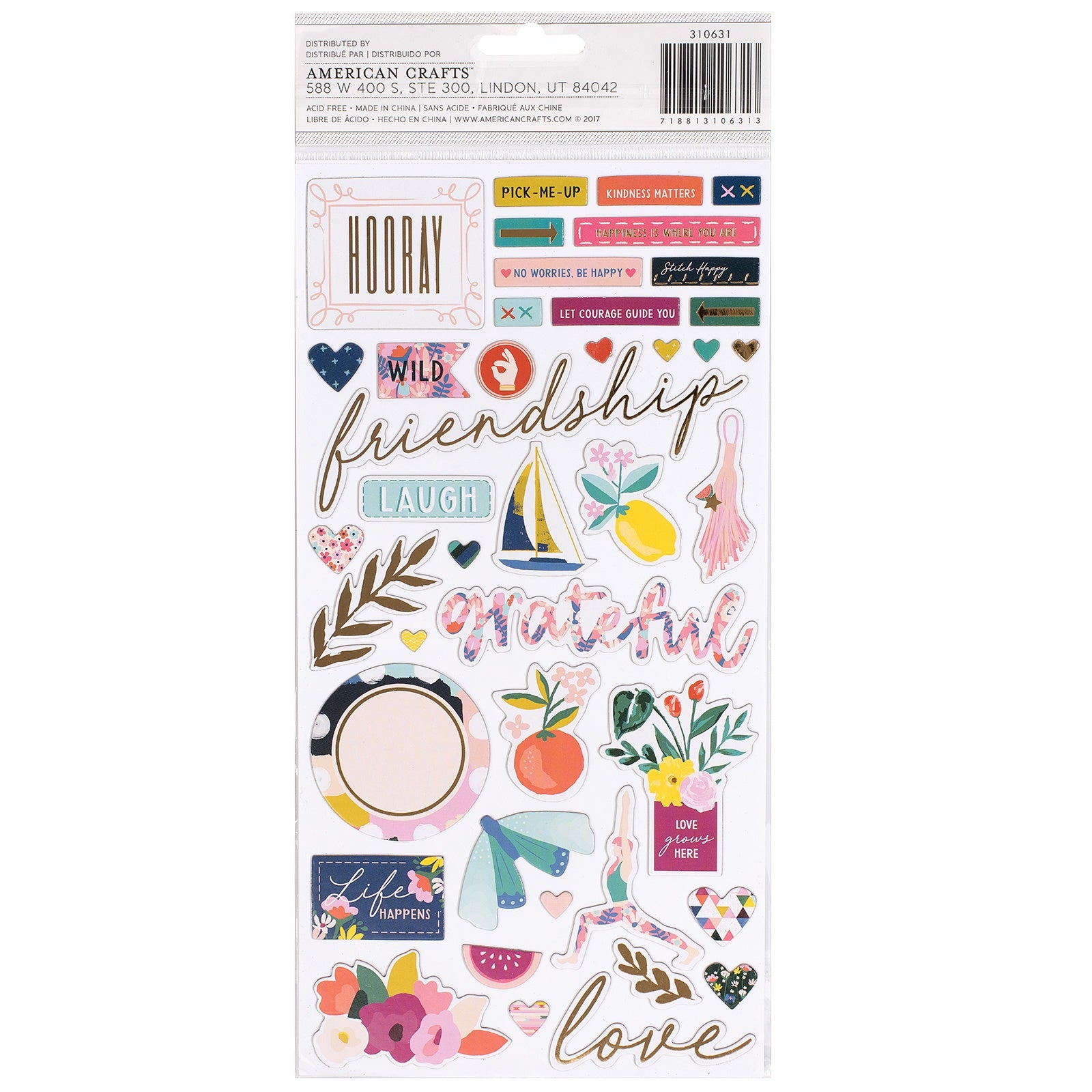 Thickers Pink Paislee Paige Evans PICK ME UP Chipboard Accent &amp; Phrase Stickers