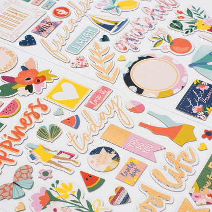 Thickers Pink Paislee Paige Evans PICK ME UP Chipboard Accent &amp; Phrase Stickers