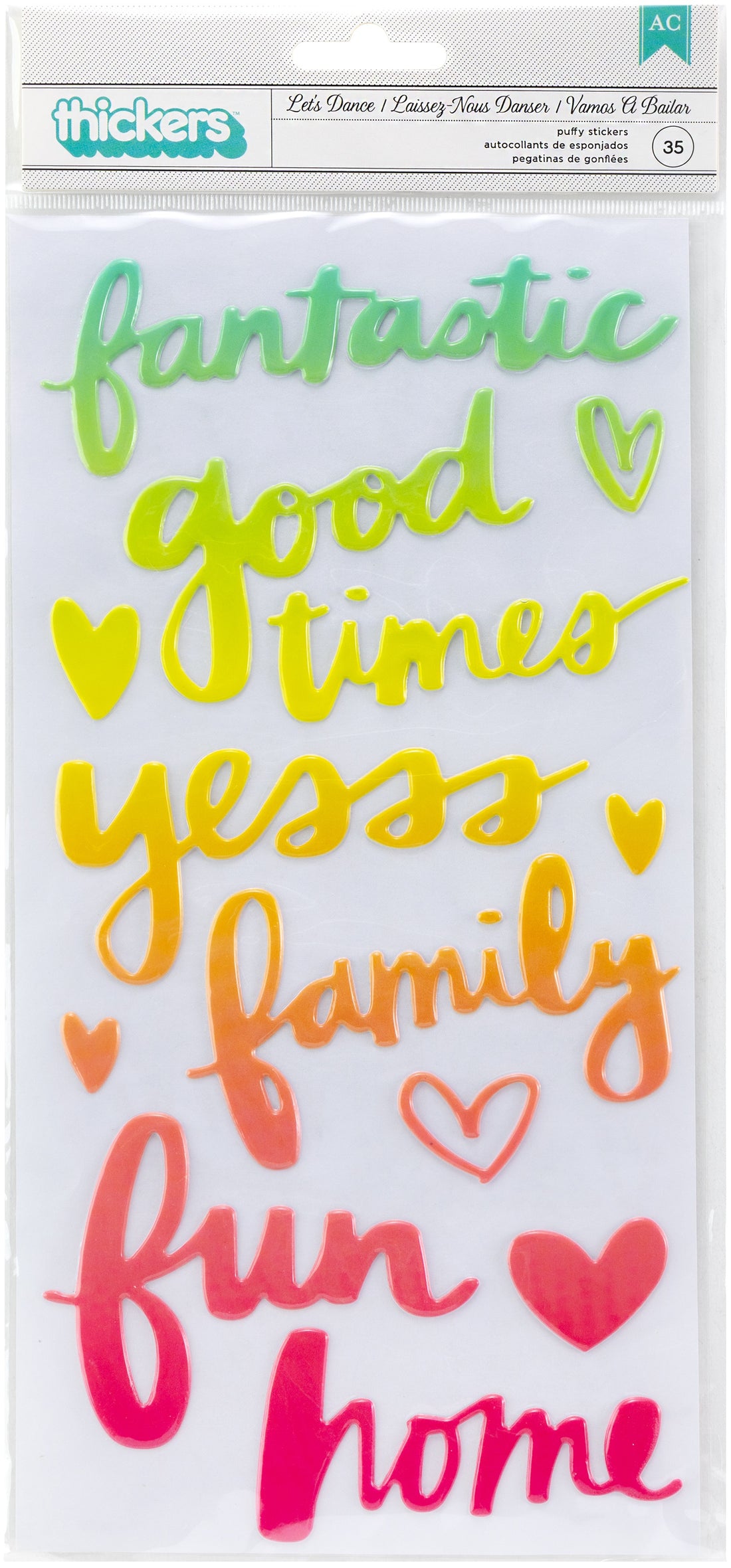Thickers Sunshine Good Times LET’S DANCE Puffy Phrase Stickers