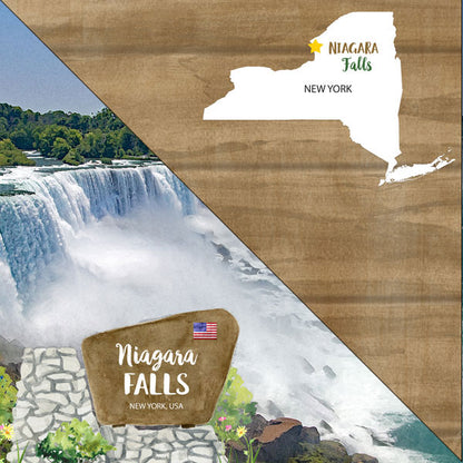 NEW YORK NIAGRA FALLS U.S. &amp; CANADA Watercolor 12&quot;X12&quot; Scrapbook Paper