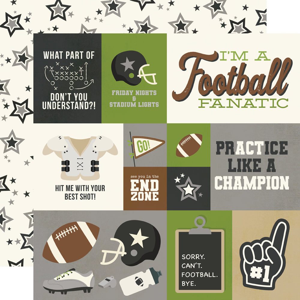 Simple Stories FOOTBALL ELEMENTS 12X12 Scrapbook Paper