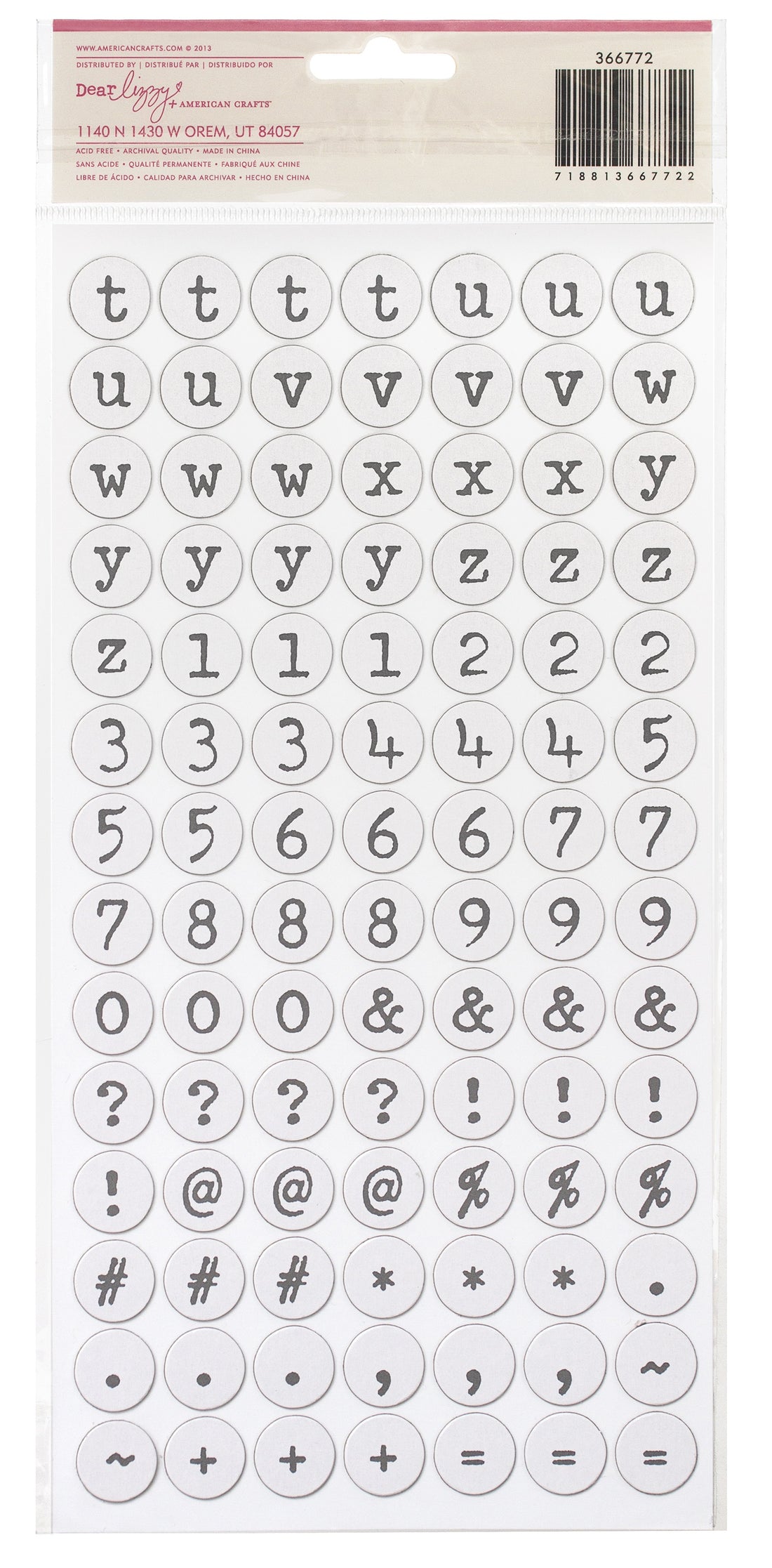 Thickers Dear Lizzy Daydreamer YO-YO Chipboard Letter Stickers