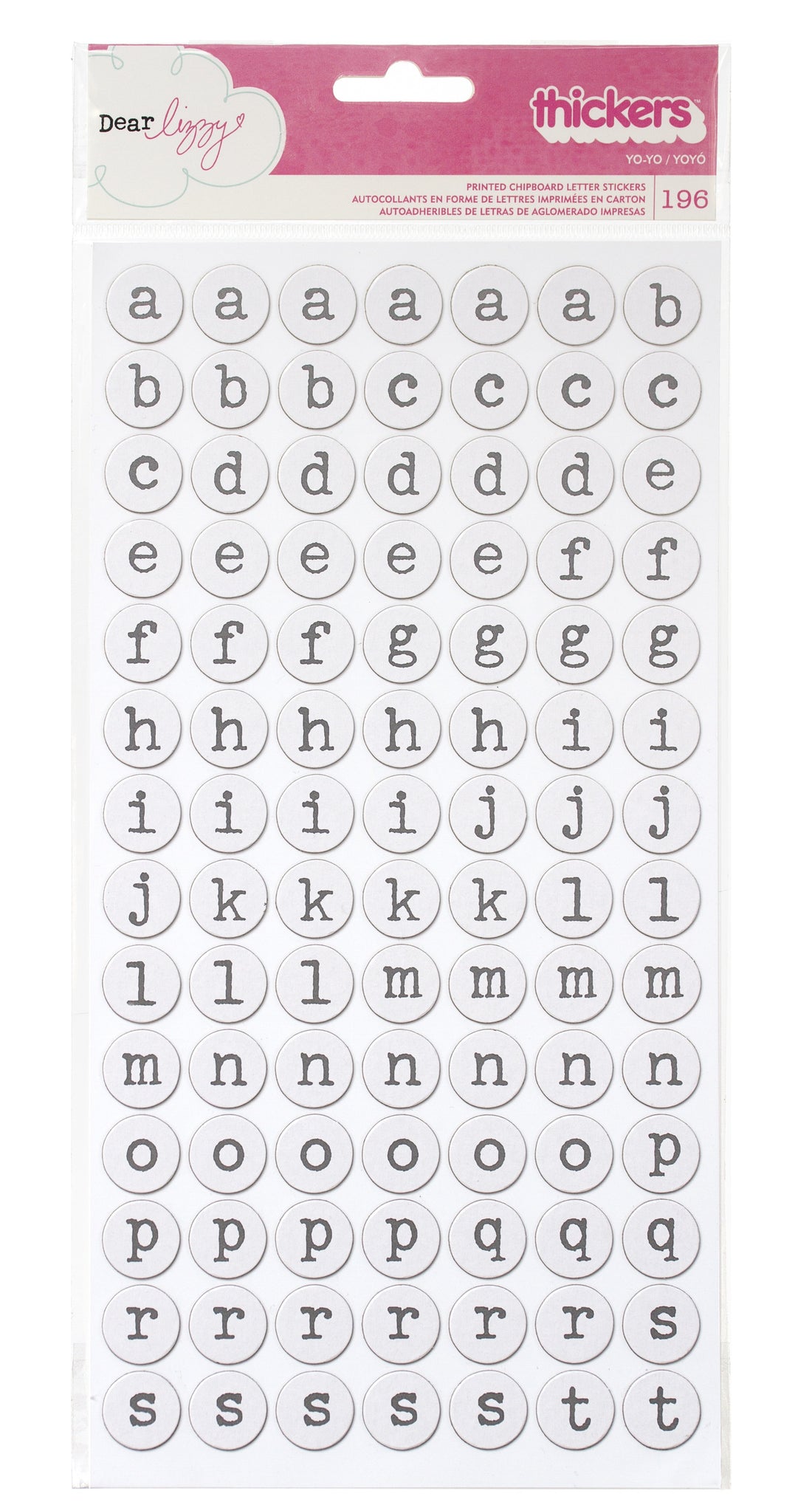 Thickers Dear Lizzy Daydreamer YO-YO Chipboard Letter Stickers