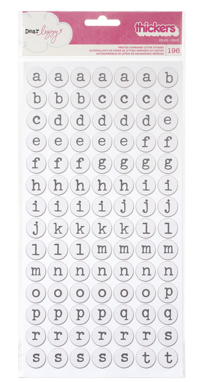 Thickers Dear Lizzy Daydreamer YO-YO Chipboard Letter Stickers
