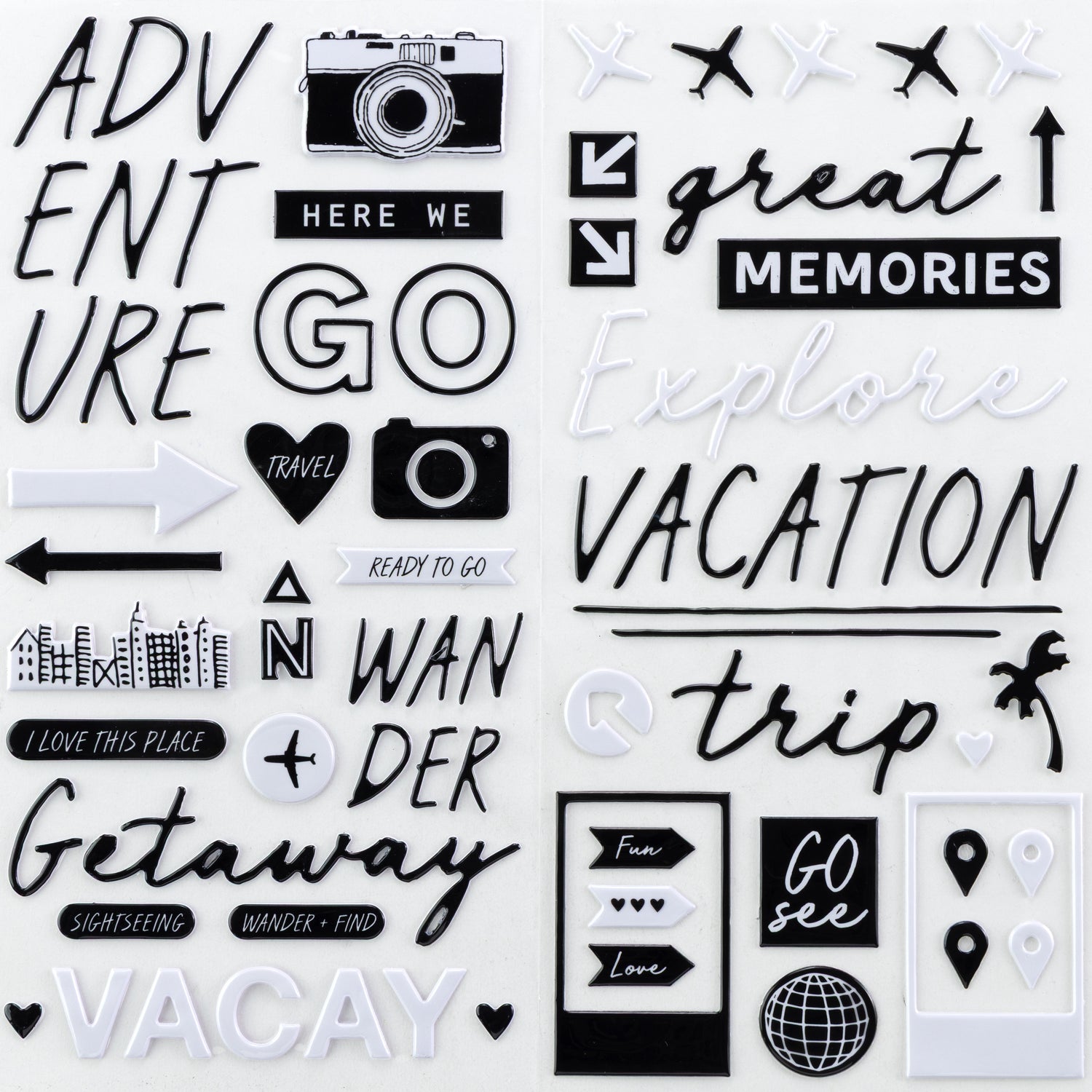 Thickers Crate Paper Here There Everywhere WANDER Glossy Puffy Phrase Stickers