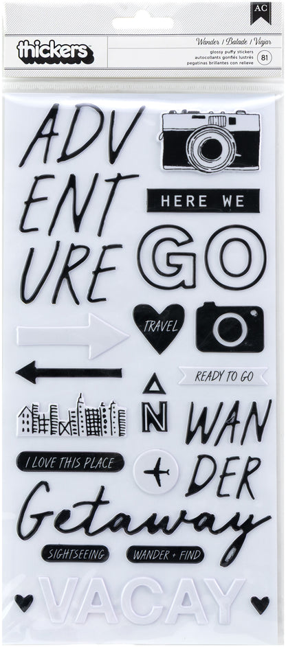 Thickers Crate Paper Here There Everywhere WANDER Glossy Puffy Phrase Stickers