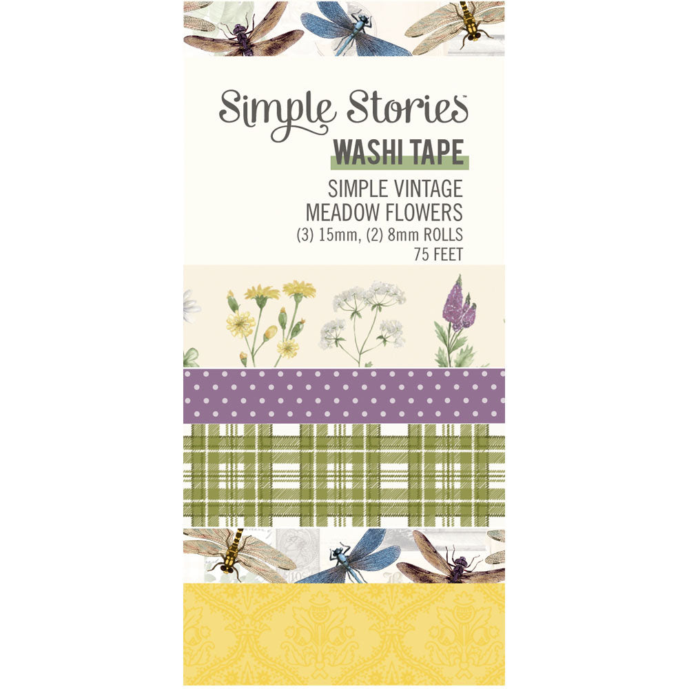 Simple Stories SIMPLE VINTAGE MEADOW FLOWERS Washi Tape 5 Rolls
