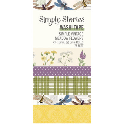 Simple Stories SIMPLE VINTAGE MEADOW FLOWERS Washi Tape 5 Rolls