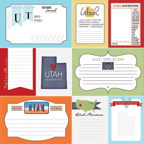 Scrapbook Customs UTAH SCRAPBOOK KIT Papers and Stickers 8pc