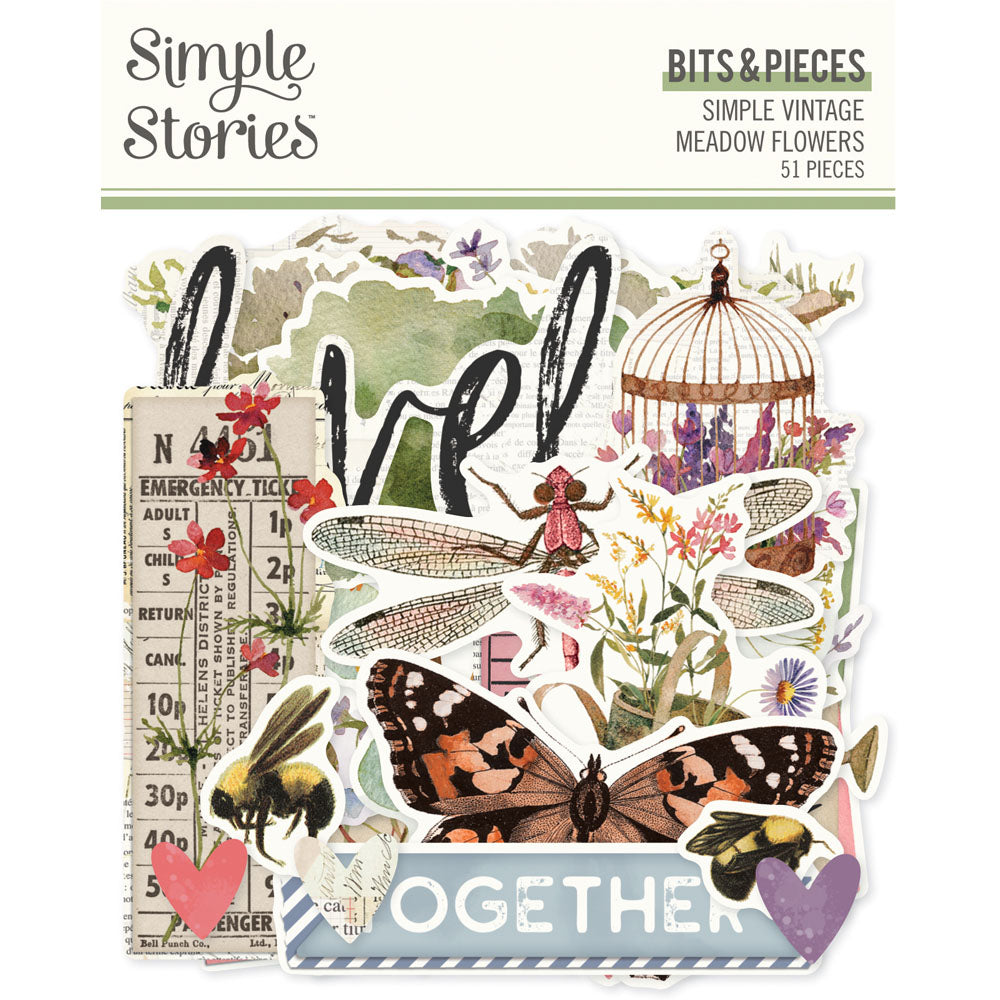 Simple Stories Simple Pages SIMPLE VINTAGE MEADOW FLOWERS Bits &amp; Pieces