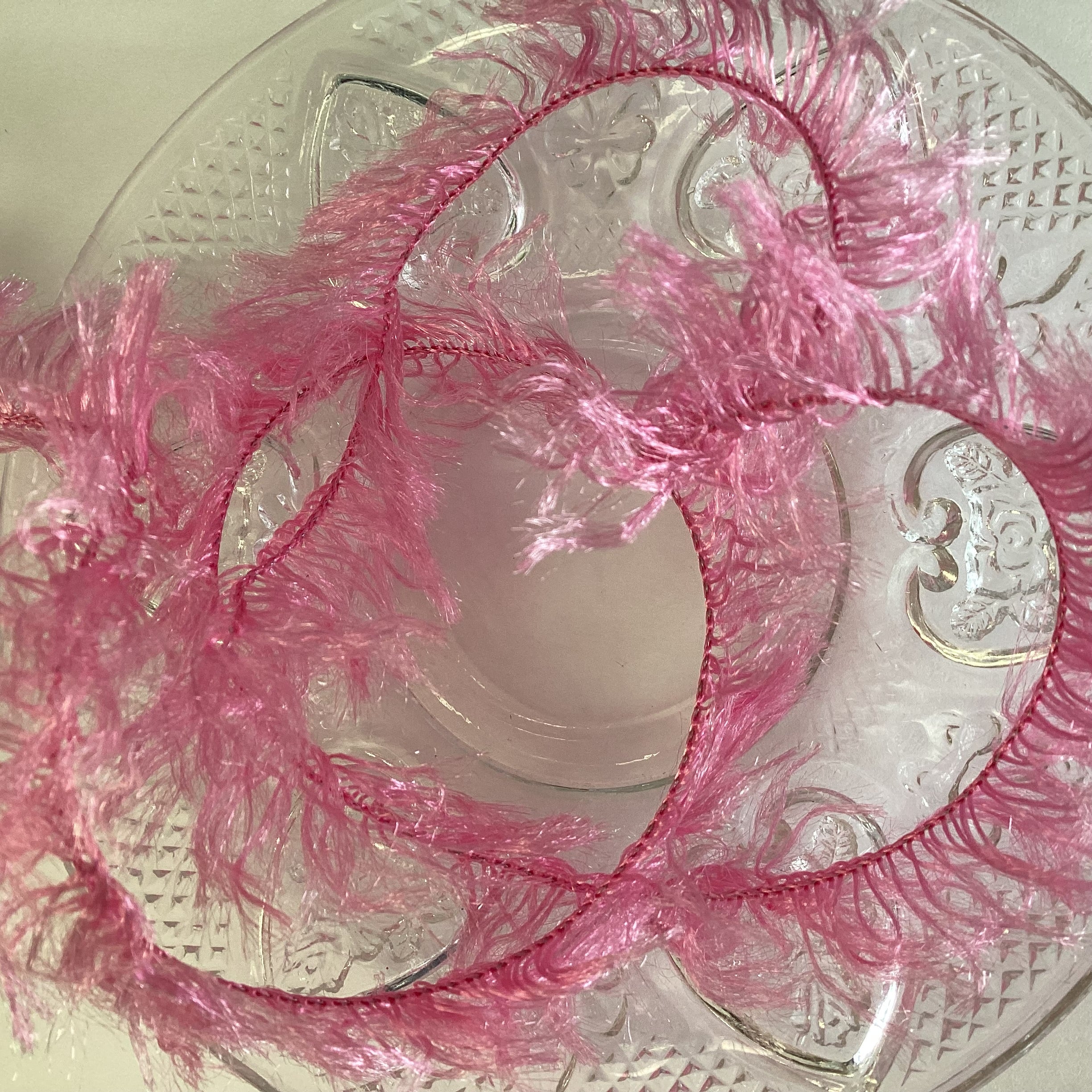 Ampelco FAUX FEATHER PINK Wire Ribbon 1 Yard