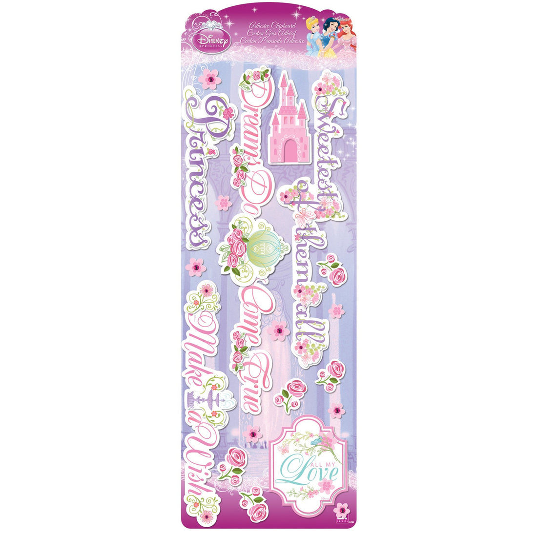 Disney Ek Success PRINCESS TITLES Adhesive Chipboard 19pc