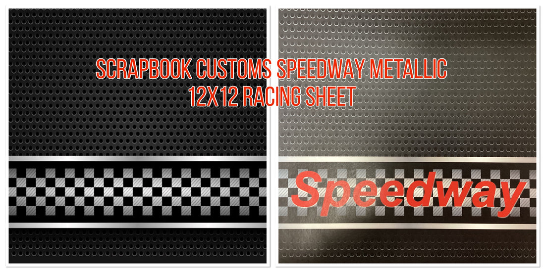 Scrapbook Customs SPEEDWAY METALLIC 12X12 Racing Sheet