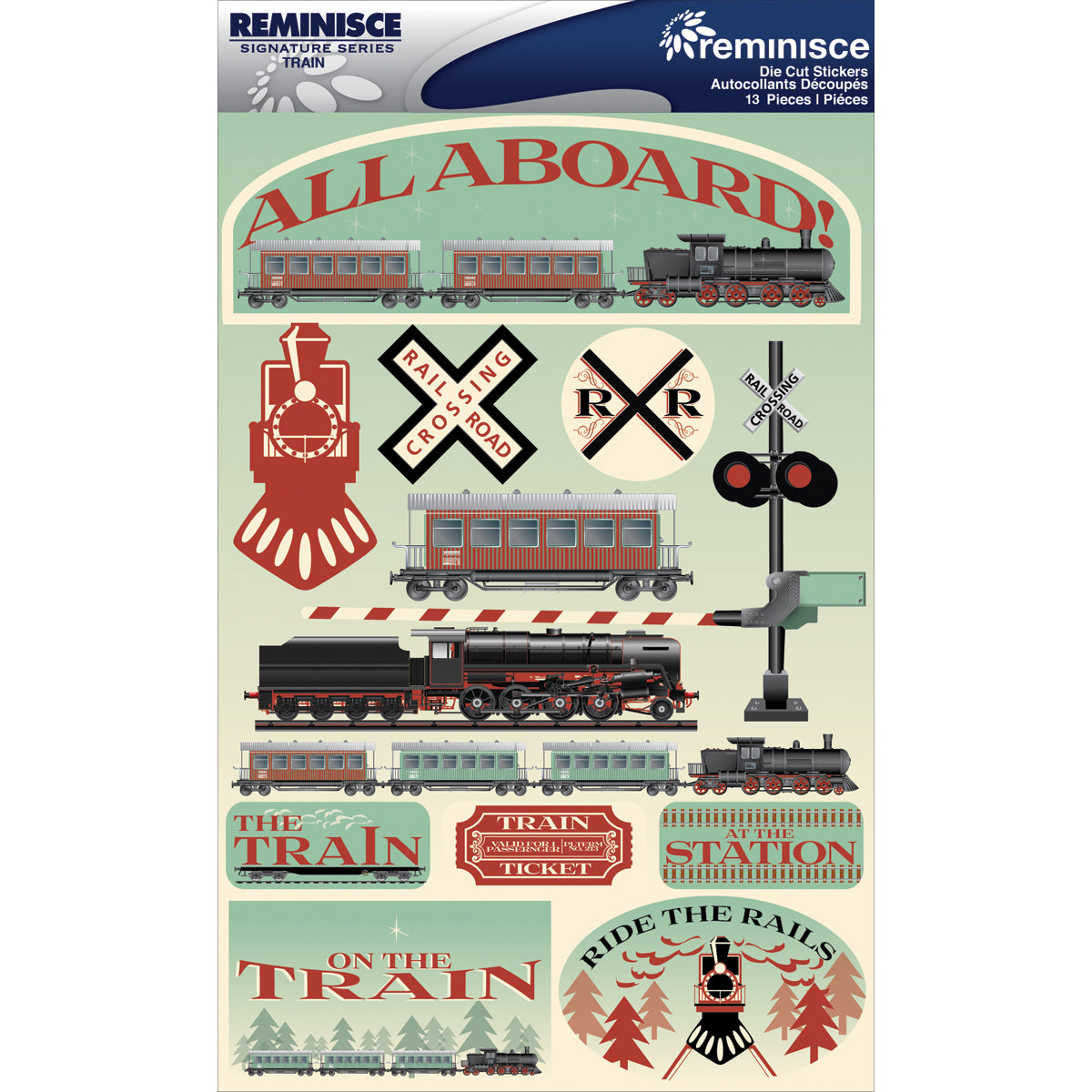 Reminisce TRAIN DieCut Stickers 13pc