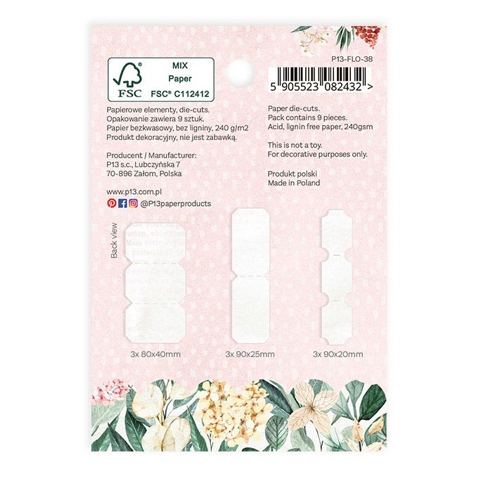 P13 FLOWERISH Ephemera Tickets Paper diecuts 9pc