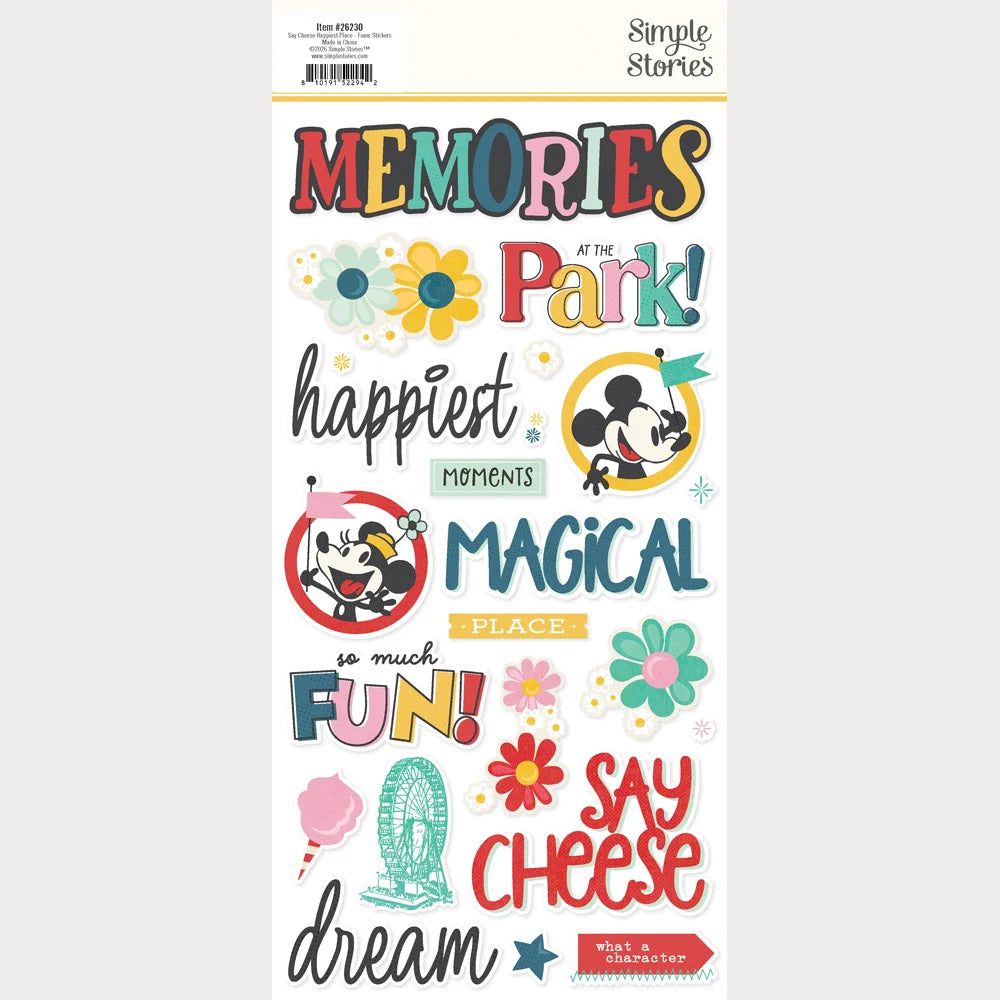 Simple Stories SAY CHEESE HAPPIEST PLACE Foam Stickers 48pc