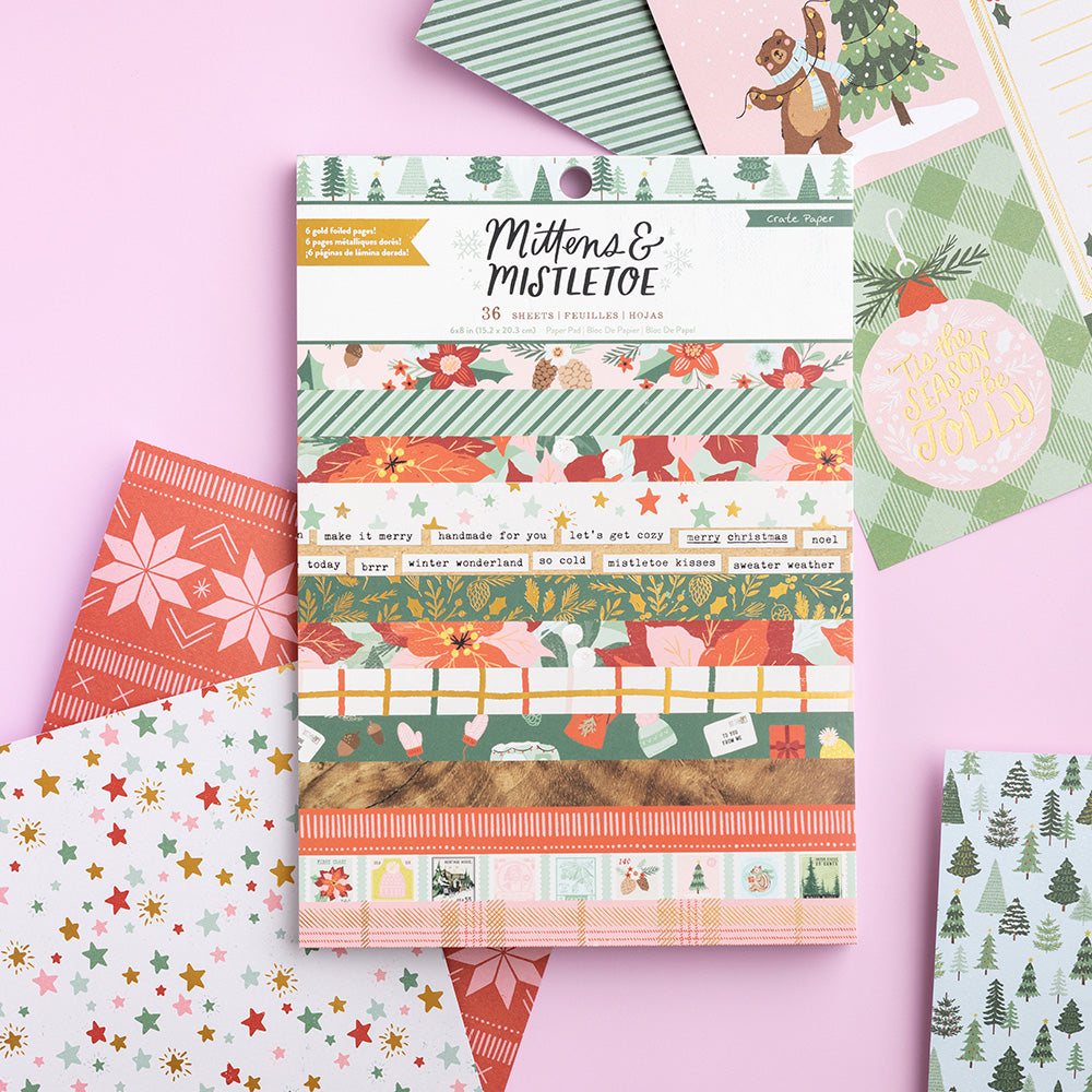 Crate Paper MITTENS &amp; MISTLETOE 6X8 Paper Pad