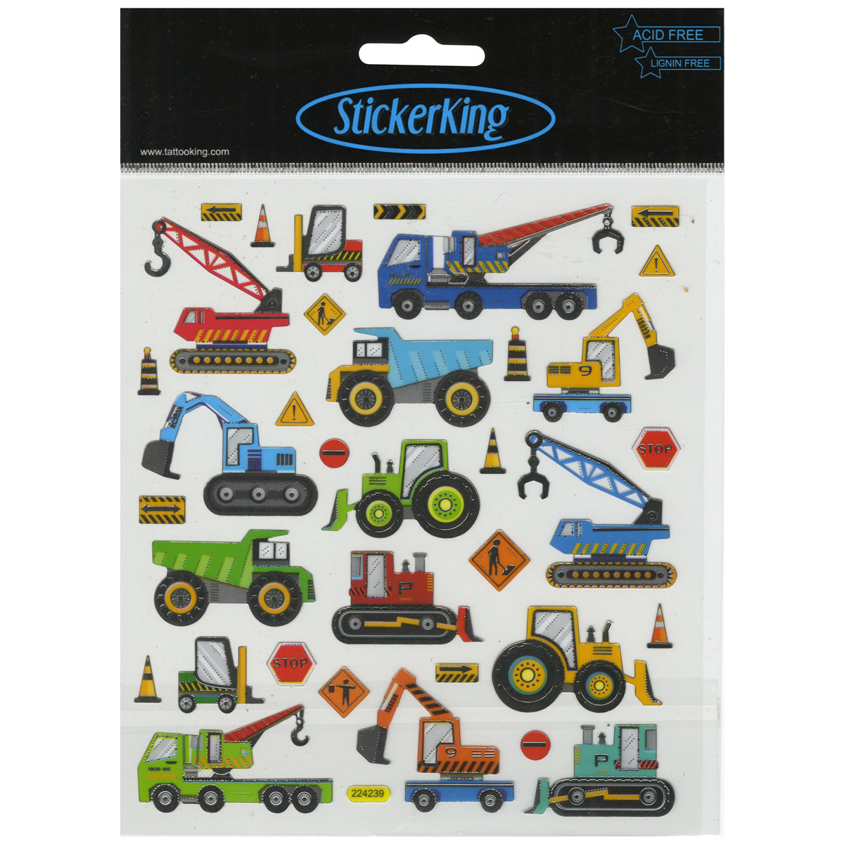 Sticker King CONSTRUCTION TRUCKS Foil Stickers 35pc