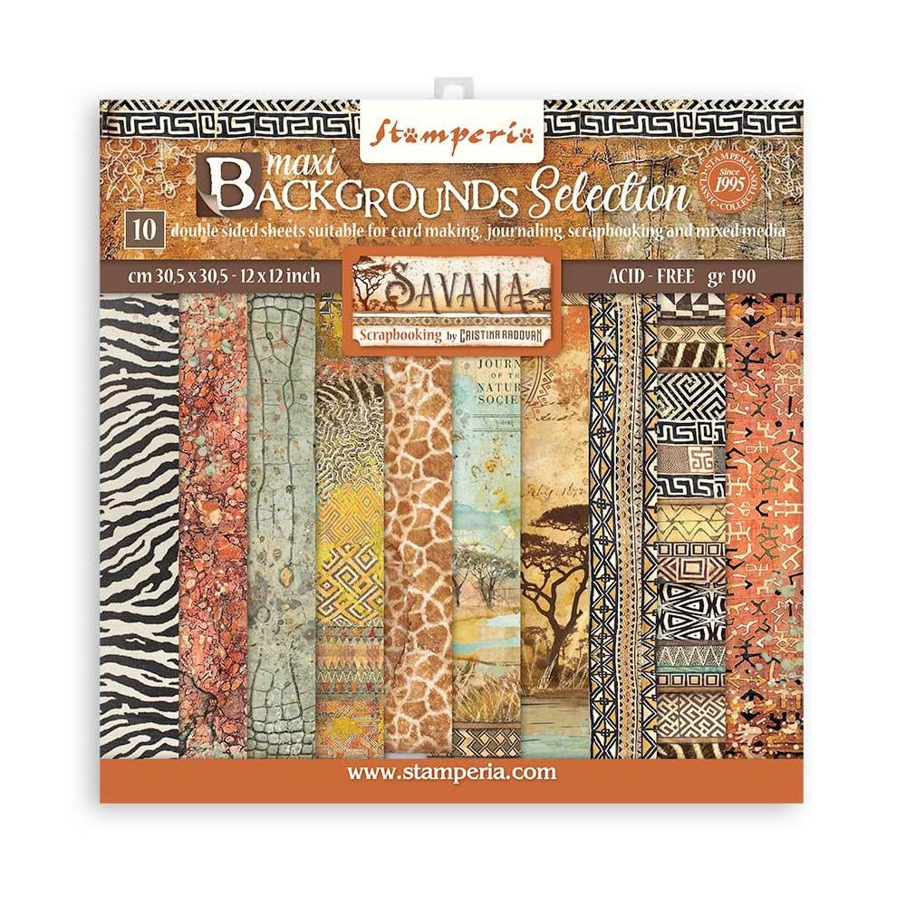 Stamperia SAVANA MAXI BACKGROUNDS 12&quot;X12&quot; Paper Pad