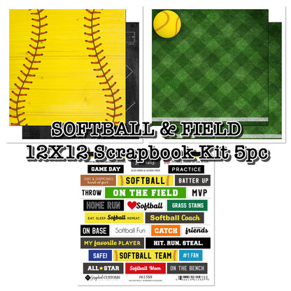SOFTBALL &amp; FIELD 12X12 5pc Kit Scrapbook Customs Sports